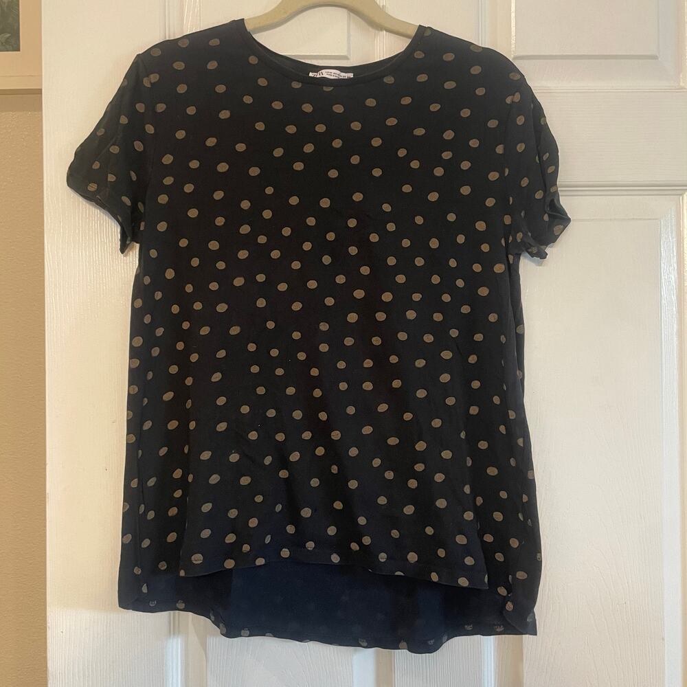 Zara | Basic Simple Polka Dot Short Sleeve T-Shirt  size medium